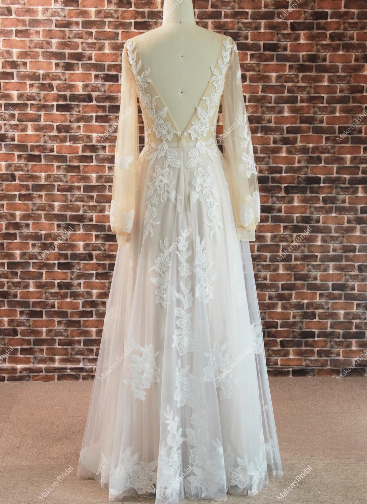 Wedding Dress Long-Sleeve A Line Lace Bridal Gown