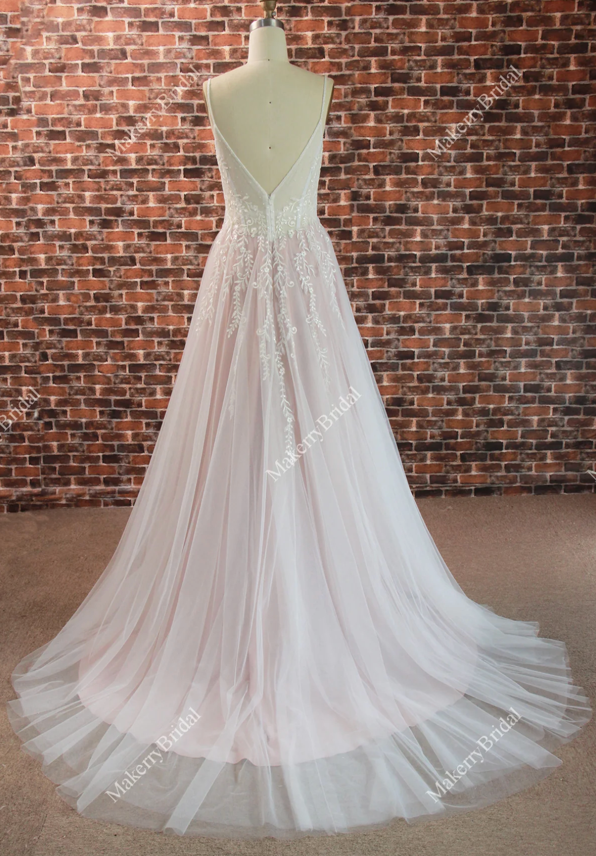 Wedding Dress A-Line with Spaghetti Straps With Train