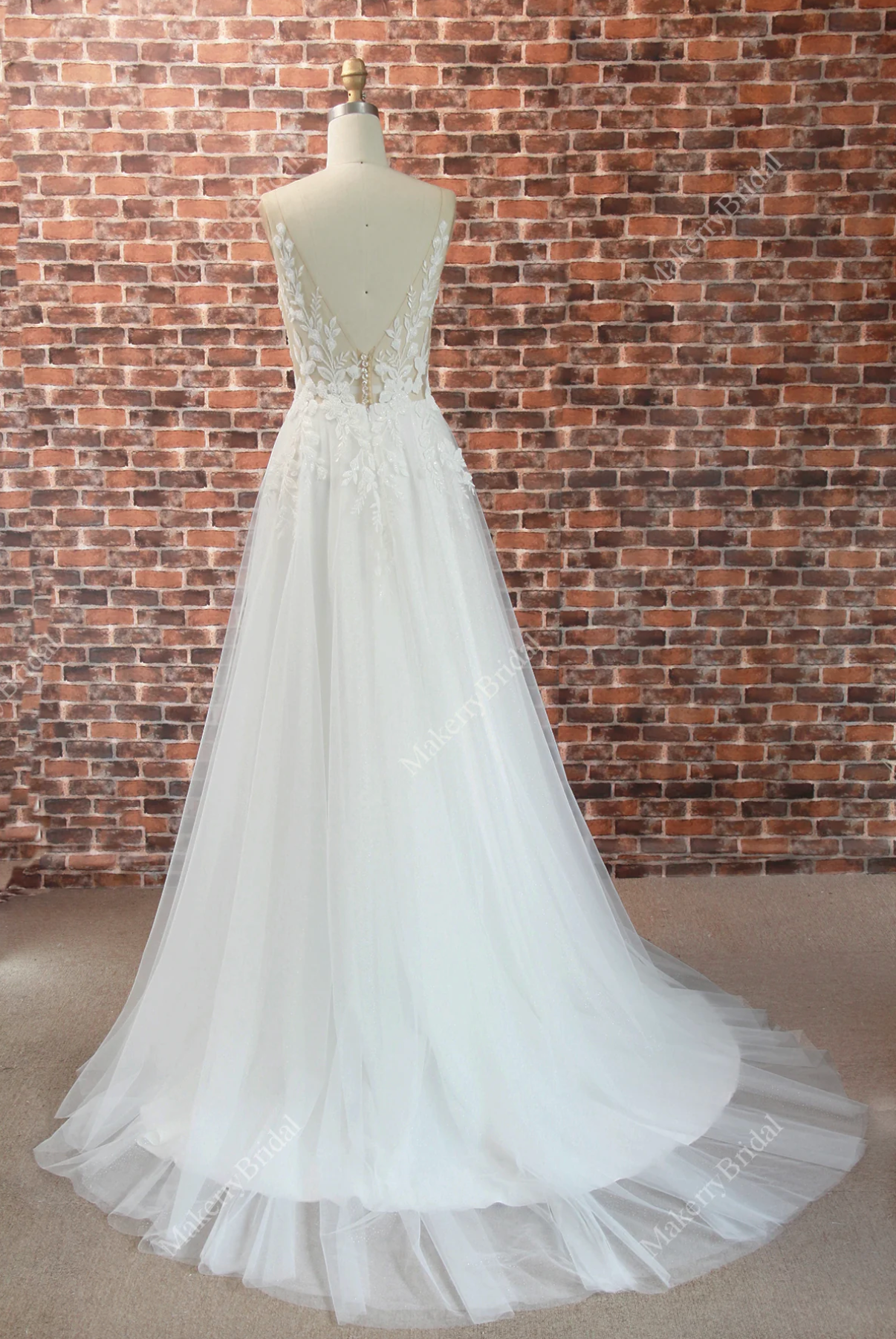 Wedding Dress Illusion Neckline A Line With Train