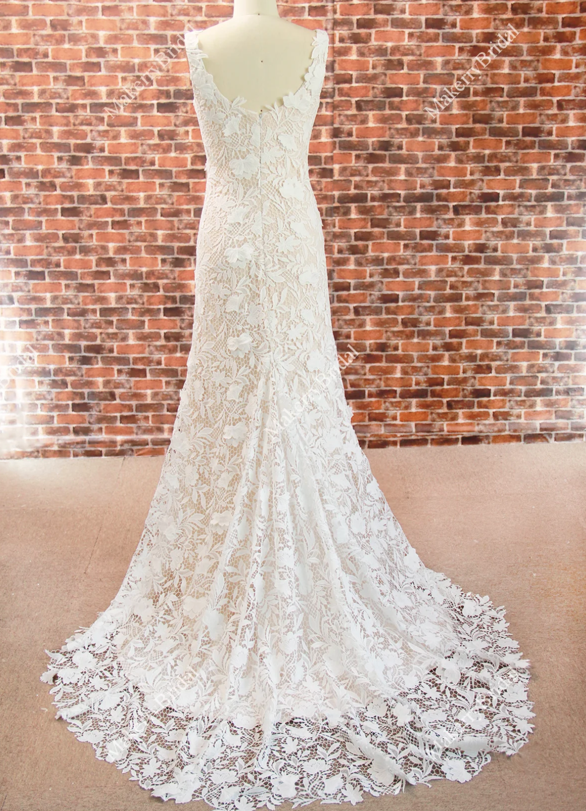 Wedding Dress Floral Lace With Bateau Neckline Bridal Gown