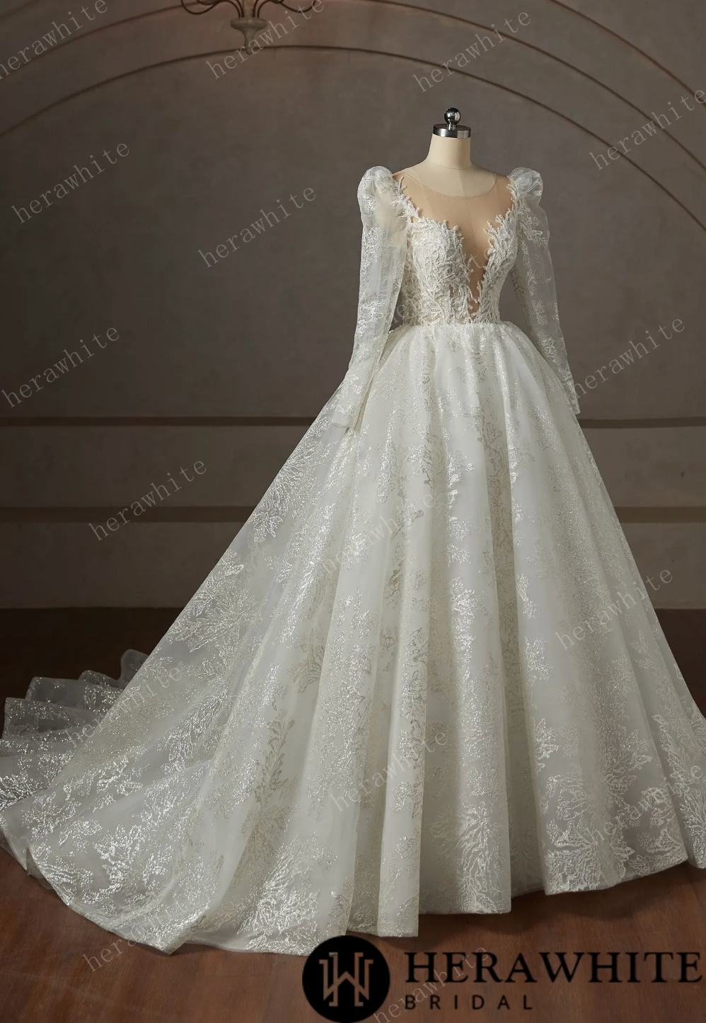 Lace Long Sleeve Ball Gown Wedding Dress