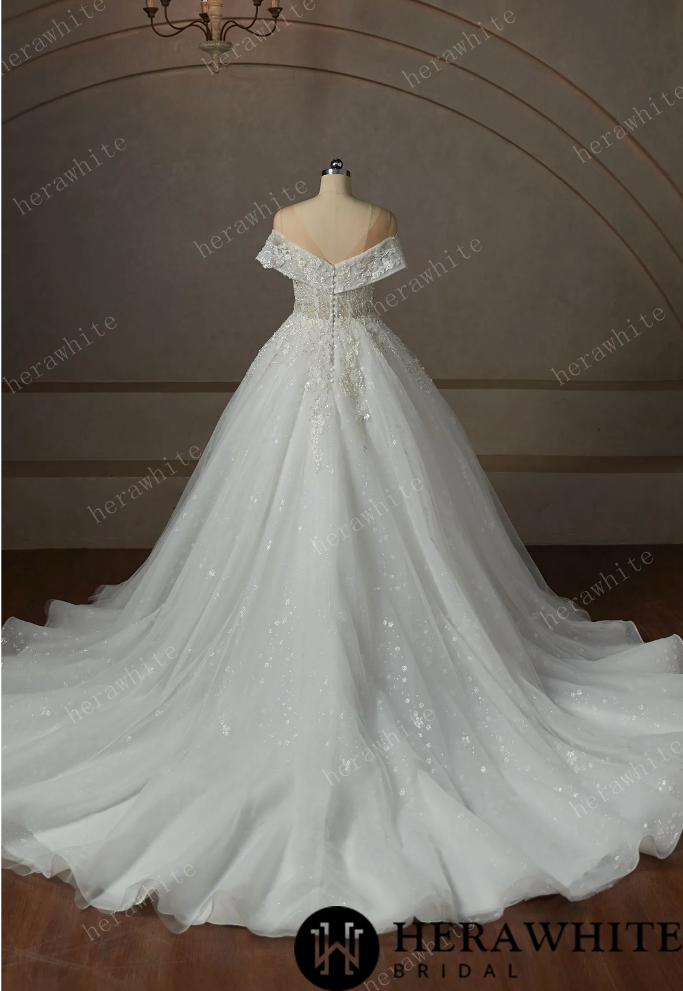 Lace Ball Gown Wrap Sleeves Wedding Dress