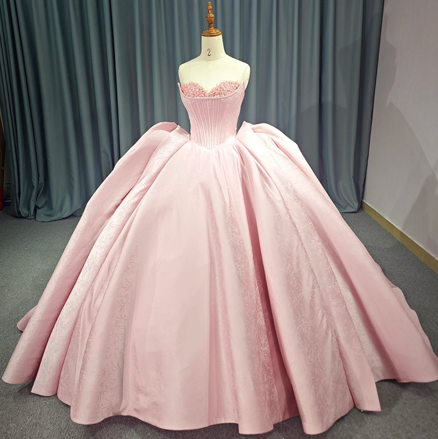 Quinceanera Dress Pink Satin A Line Ball Gown, Elevate your style with this luxurious corset-inspired Pink Quinceanera party ball gown.