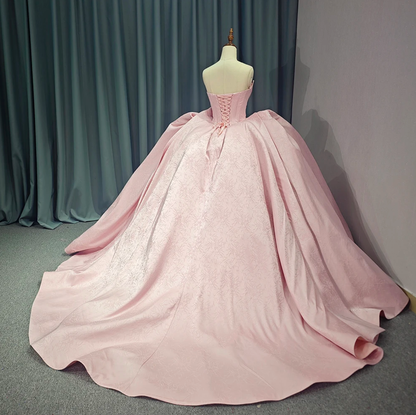 Quinceanera Dress Pink Satin A Line Ball Gown, Elevate your style with this luxurious corset-inspired Pink Quinceanera party ball gown.
