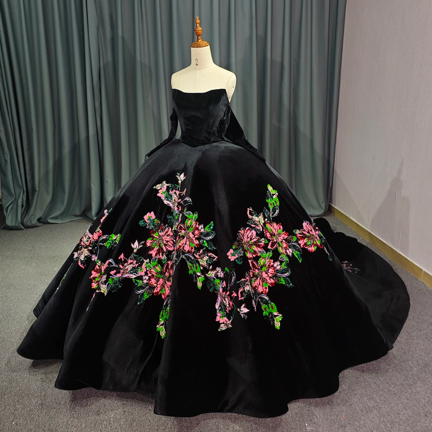 Quinceanera Dress Black Off Shoulder Ball Gown