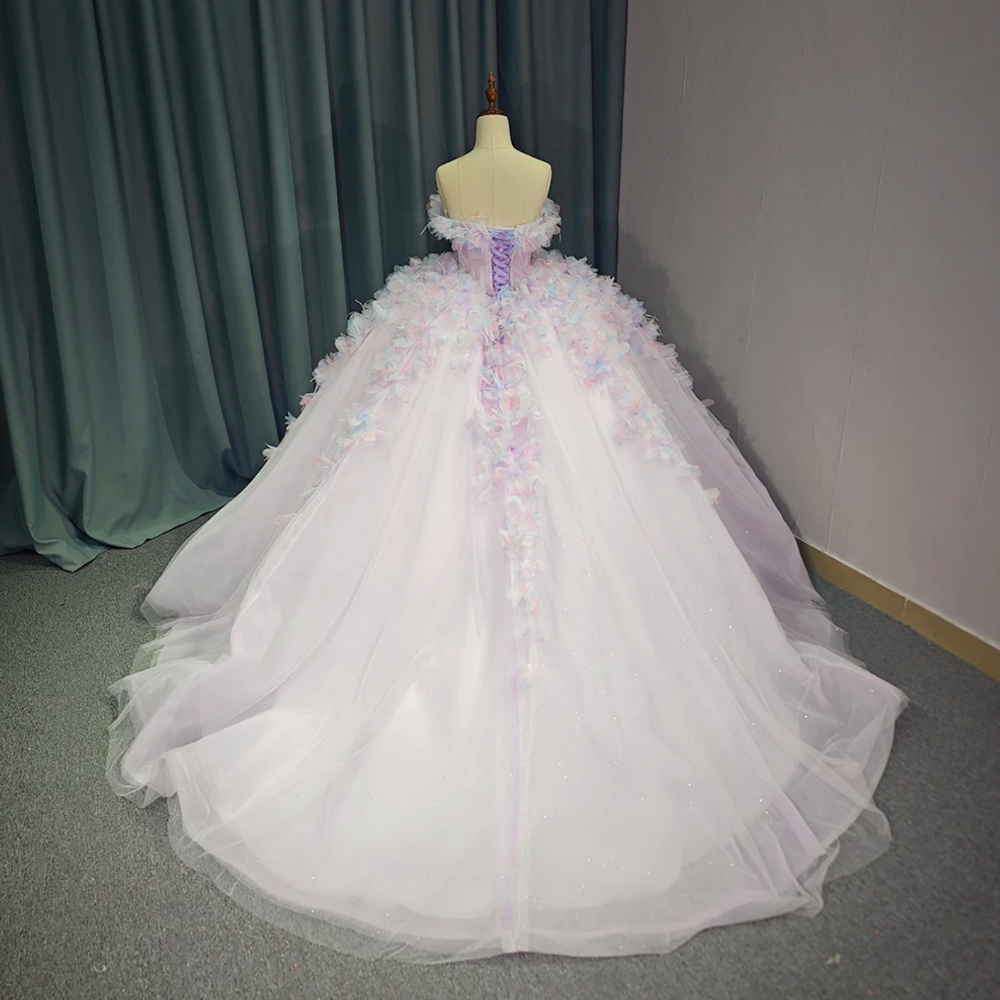 Quinceanera Dress Pink A Line Ball Gown, Indulge in luxury with our Pink Lace Quinceanera Ball Gown Strapless Dress. With a sparkling rainbow pink a line party ball gown