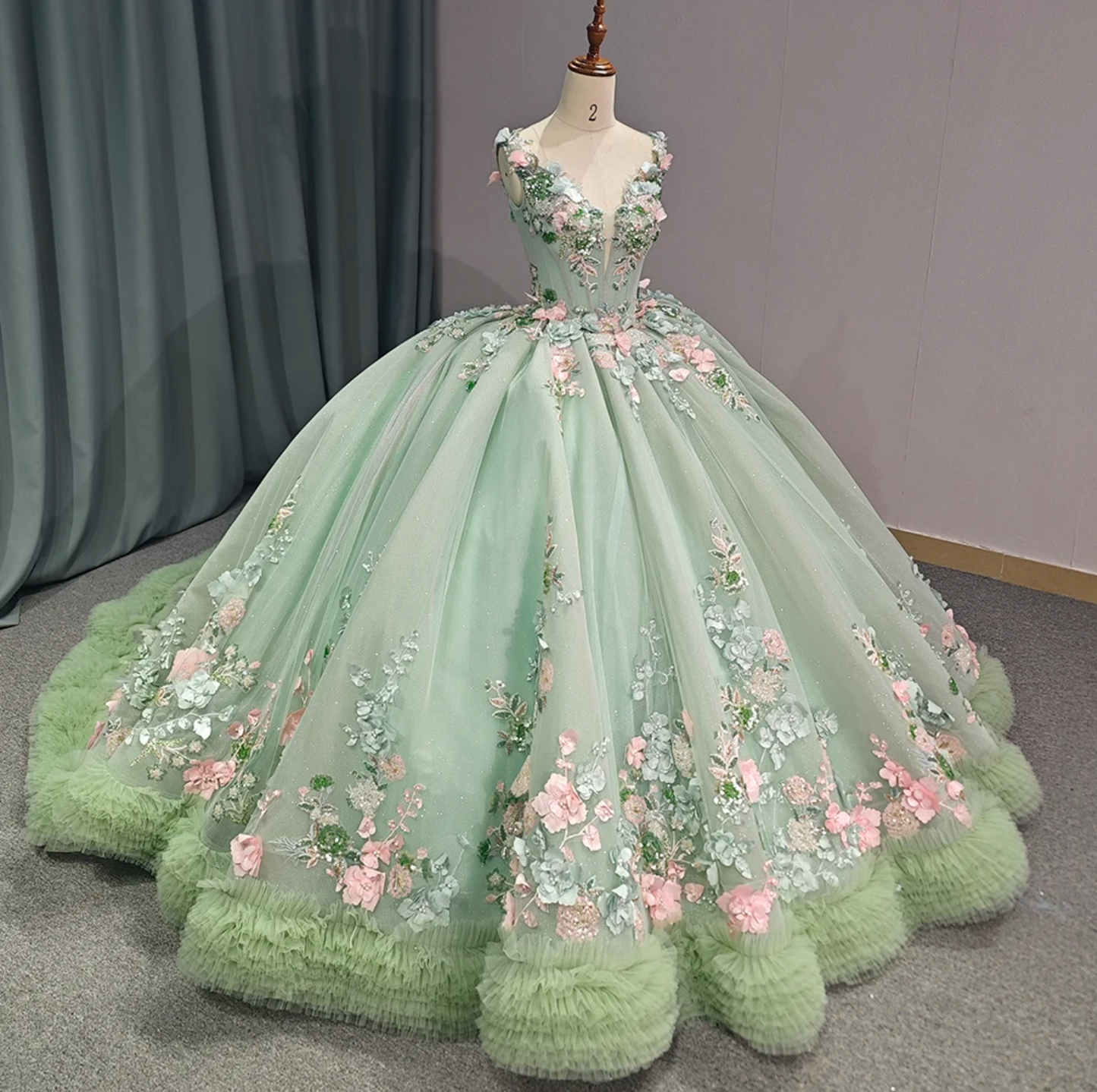Quinceanera Dress Blush Green Ball Gown