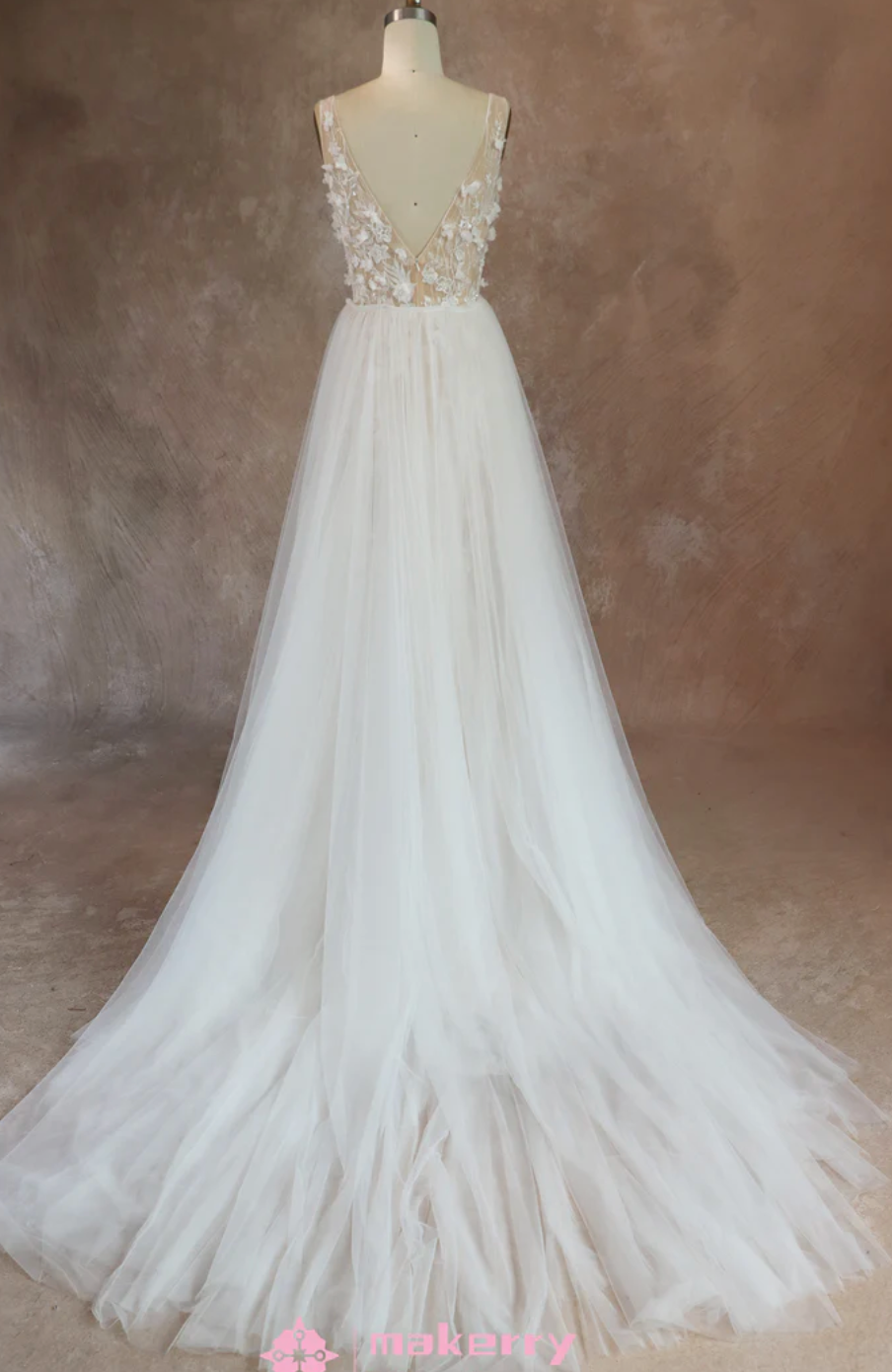 Wedding Dress Sheath 3D Flowers With The Detachable Skirt