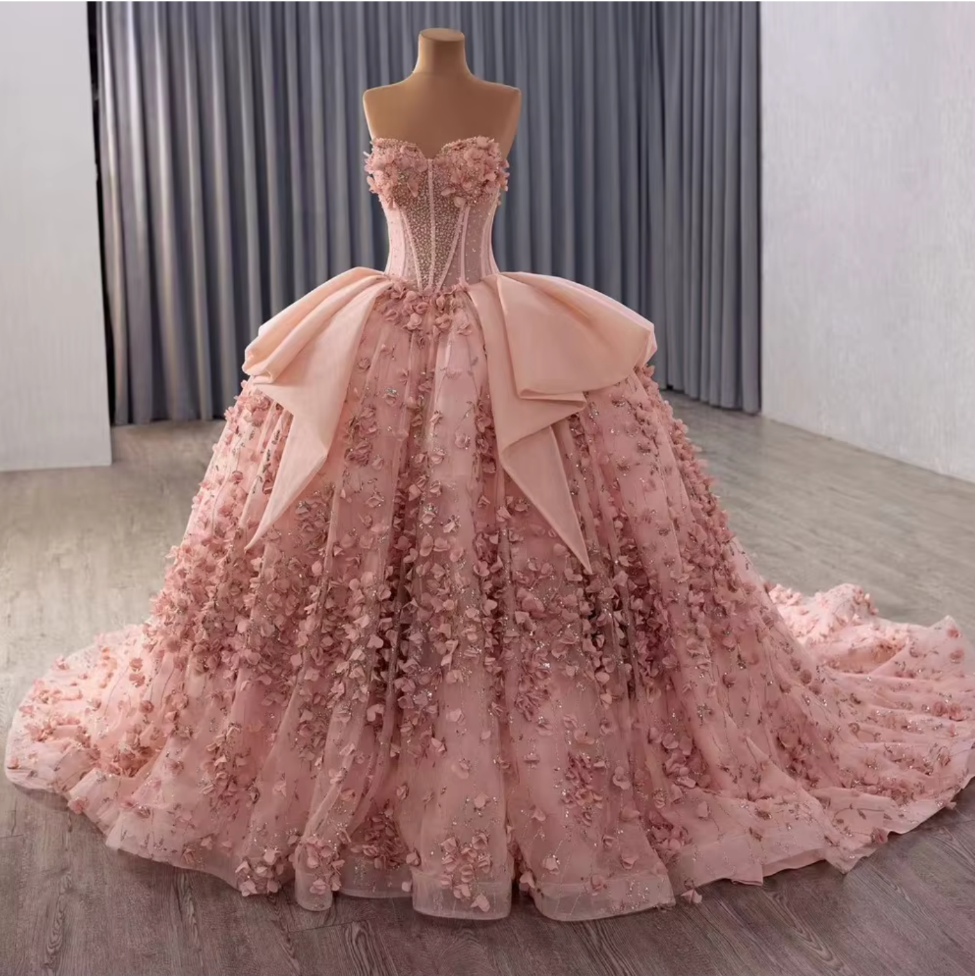 pink quinceanera dress beaded lace up ball gown