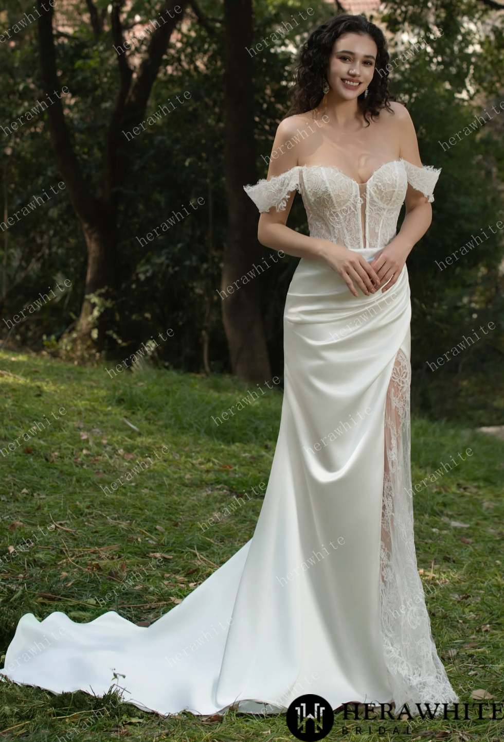 Wedding Dress Lace With Off the Shoulder Straps Gown 10 / Ivory Wedding Dress Lace With Off the Shoulder Straps Gown 10 / Ivory
