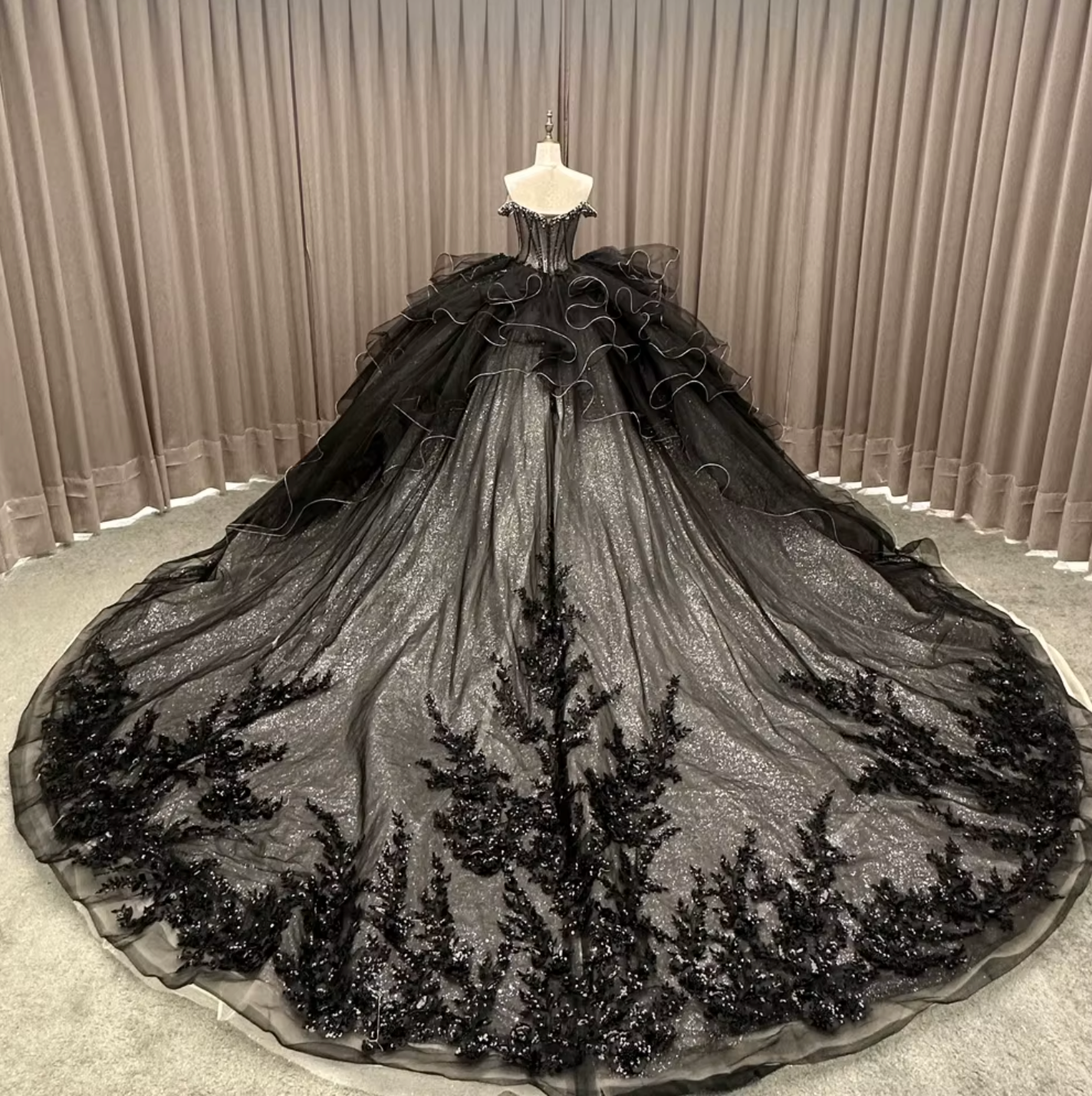 Quinceanera Dress Black Off The Shoulder Ball Gown