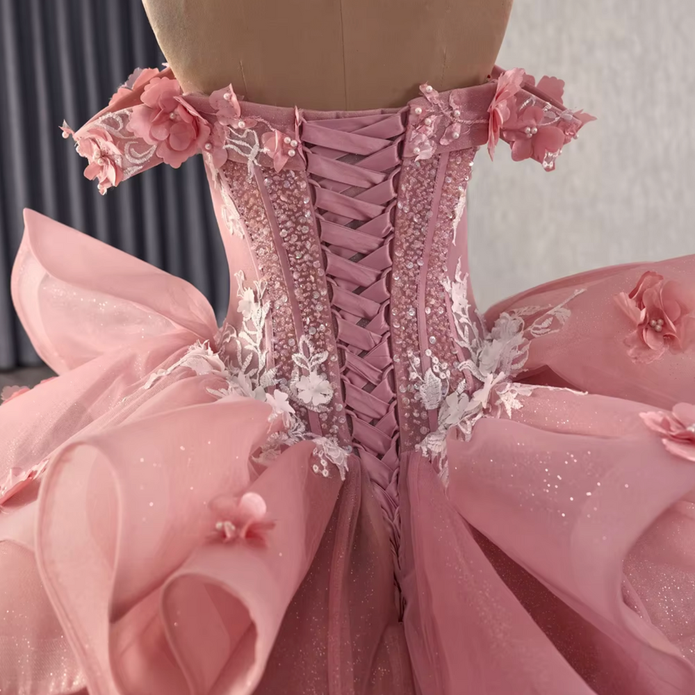 Quinceanera Dress Pink Sleeveless Corset Style Ball Gown Same As Photo / 22W