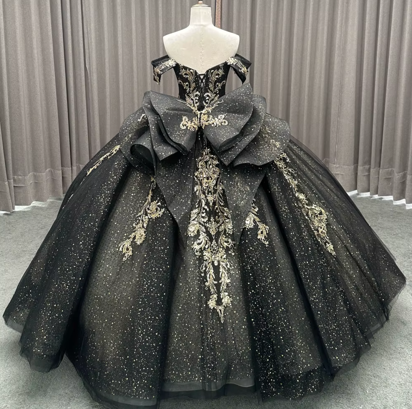 Quinceanera Dress Black Off Shoulder Ball Gown