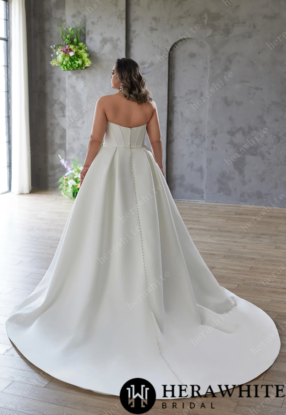 Plus Size Wedding Dress A-Line Gown in Double Matte Satin