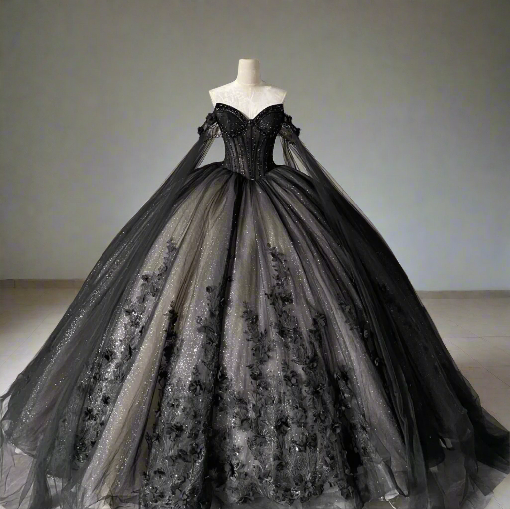 Quinceanera Dress Black Ball Gown