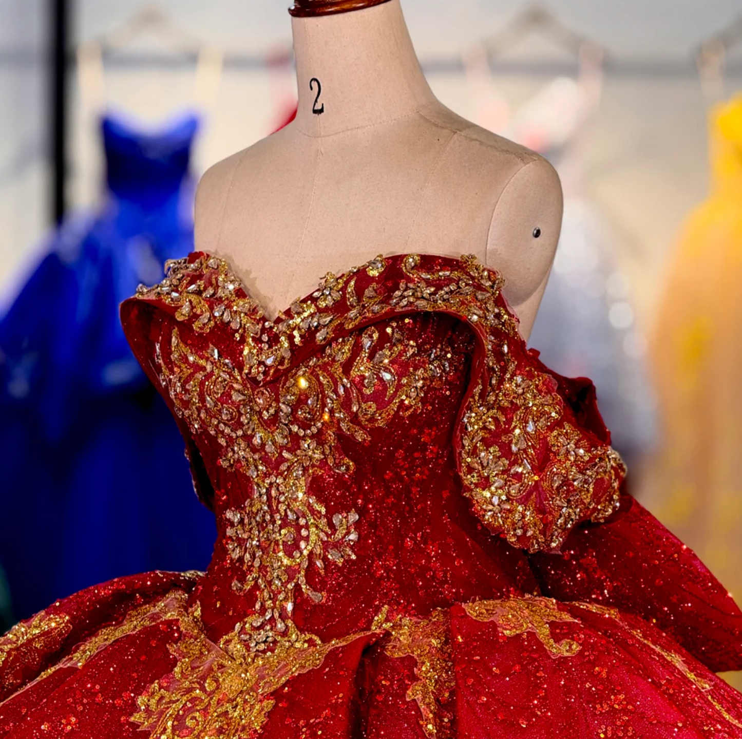 Quinceanera Dress Red Gold Ball Gown Same As Photo / 16W Quinceanera Dress Red Gold Ball Gown Same As Photo / 16W