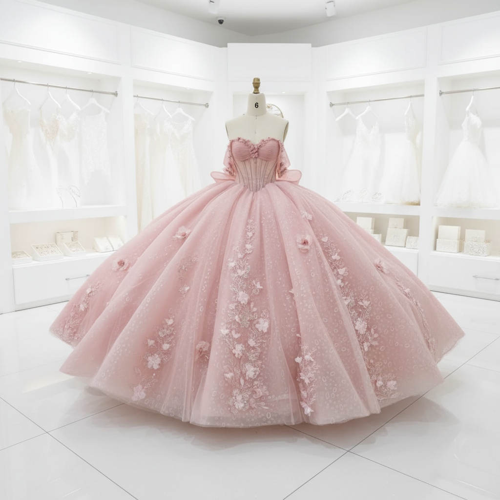 Quinceanera Dress Pink Beaded Party Ball Gown, this Off-The-Shoulder Pink Beaded Ball Gown Quinceanera Dress offers a stunning blend of classic elegance and modern design