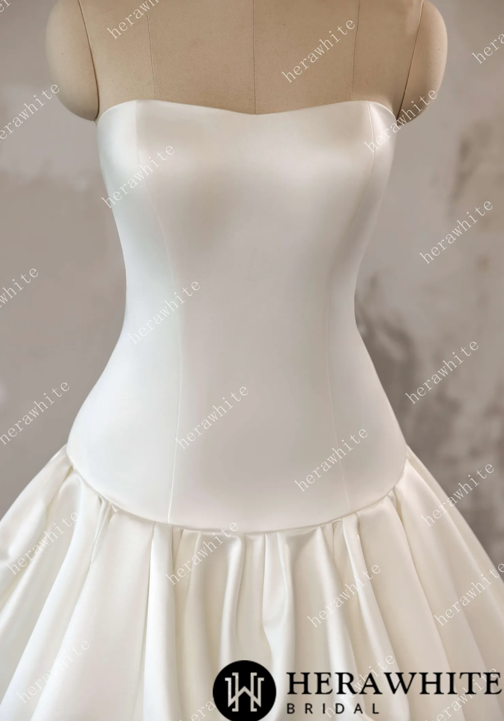 Satin Corset Wedding Dress Drop Waist Princess Bridal Ball Gown, embrace refined luxury with this exquisite satin ballgown