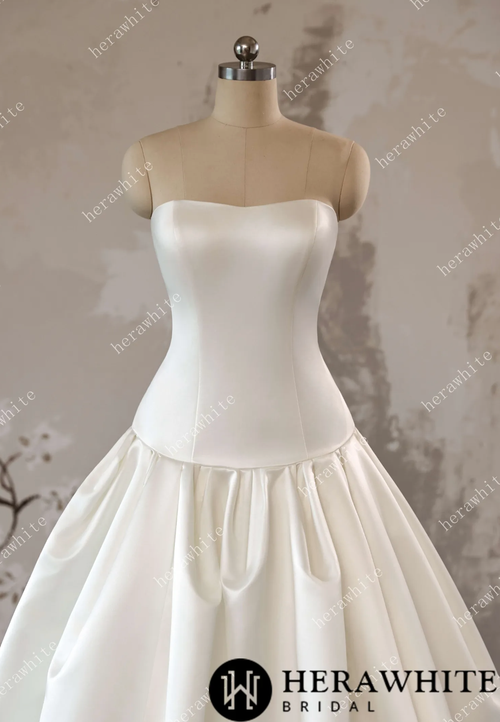 Satin Corset Wedding Dress Drop Waist Princess Bridal Ball – Tulle Lux