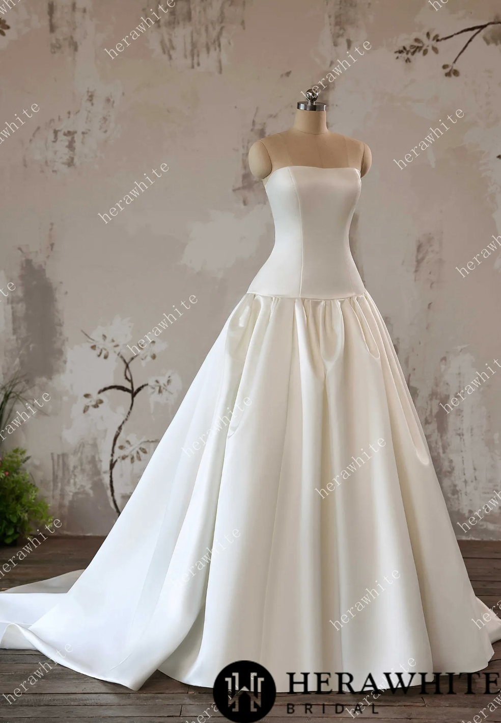 Satin Corset Wedding Dress Drop Waist Princess Bridal Ball – Tulle Lux