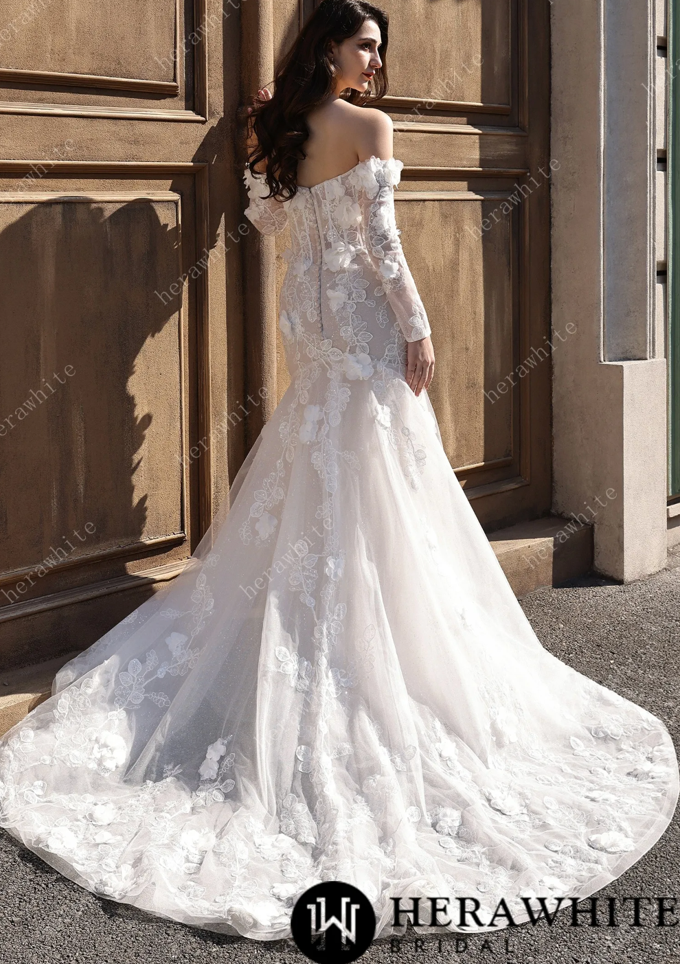 off the shoulder lace fit and flare wedding dress Luxury Fit&Flare Lace Bride Wedding Gown Off-the-shoulder