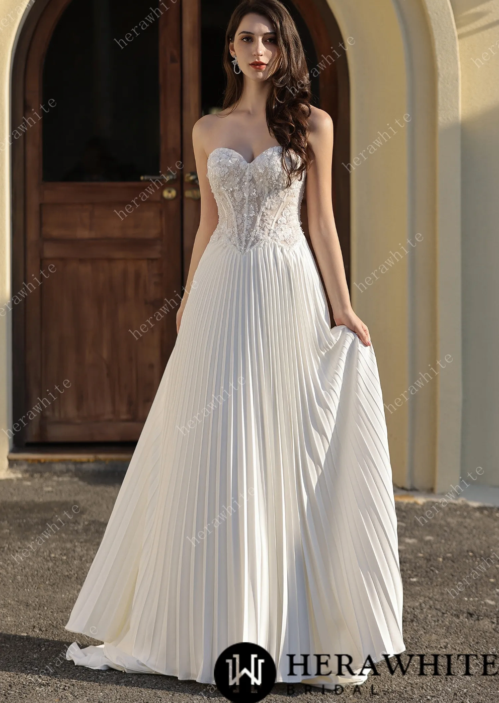 wedding dress pleated skirt T252020D Elsa D