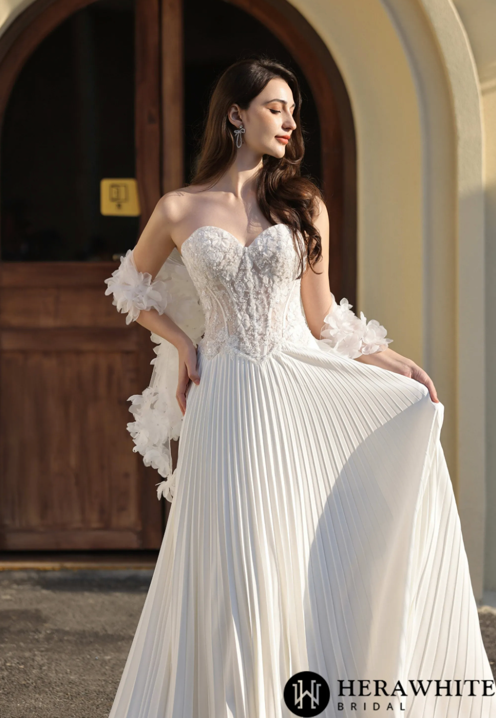 satin bodice tulle skirt wedding dress basque waist aria