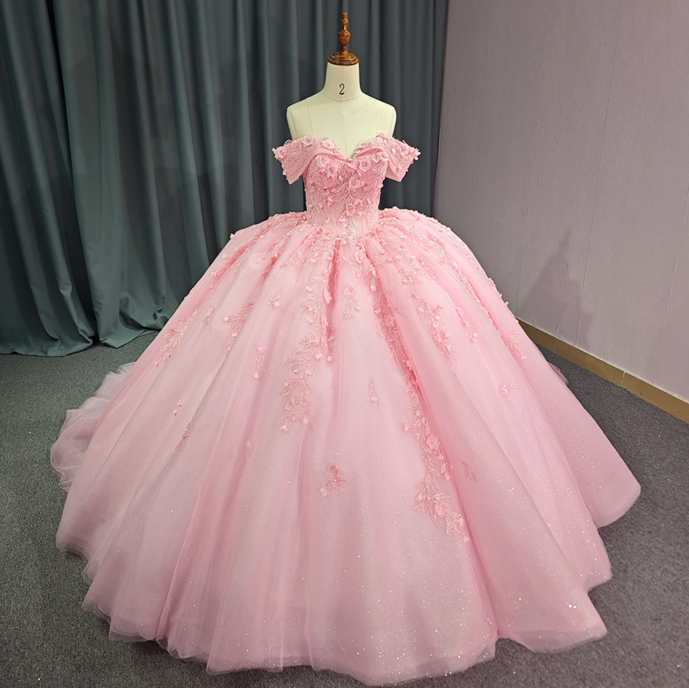 Quinceanera Dress Pink Glitter Tulle Ball Gown, Indulge in pure opulence when you make your grand entrance to the event in this exquisite ball gown 