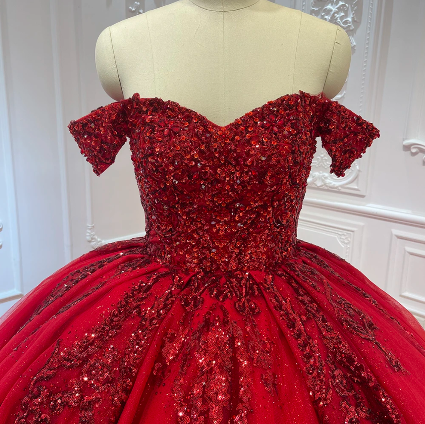 Quinceanera Dress Red Sparkly Sequins Ball Gown Same As Photo / 2 Quinceanera Dress Red Sparkly Sequins Ball Gown Same As Photo / 2