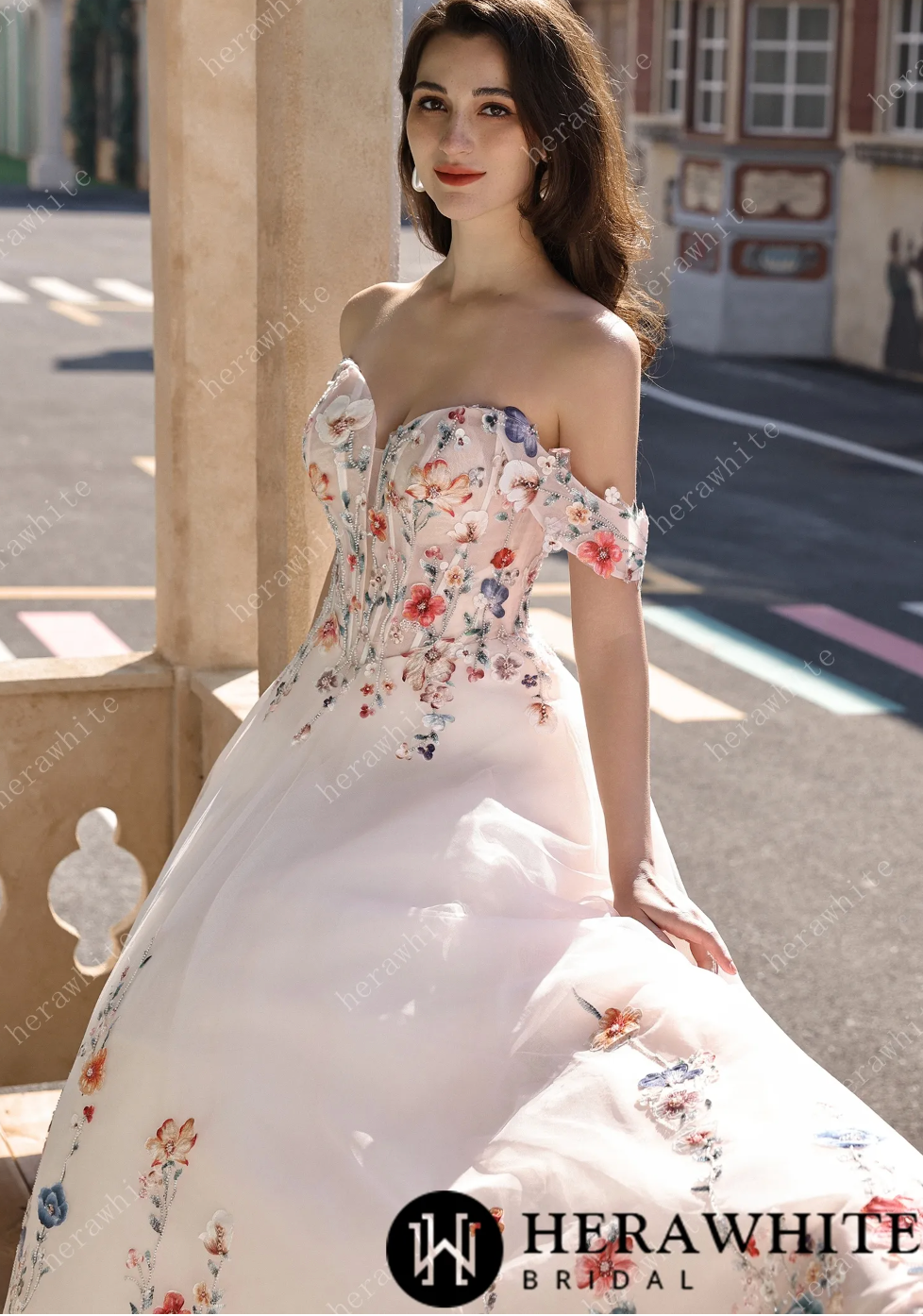 blush pink color wedding dress women's light pink off the shoulder dress for a wedding A-line Blush Pink Off Shoulder Long Sleeves Wedding Dress WD688 US18 / Custom Color -parroquiadesanalbertomagno.com