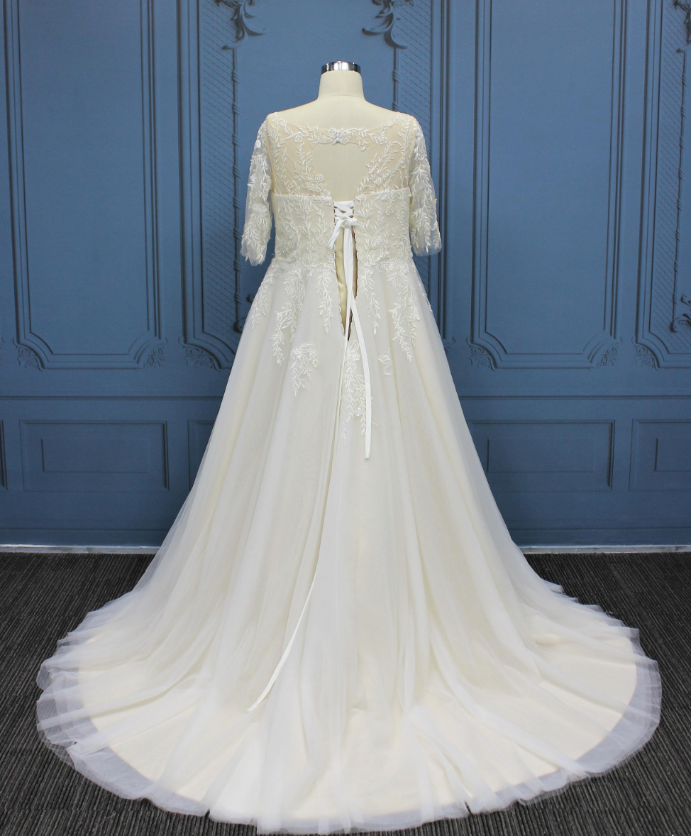 Lace A line Lace Up Plus Size Bridal Gown