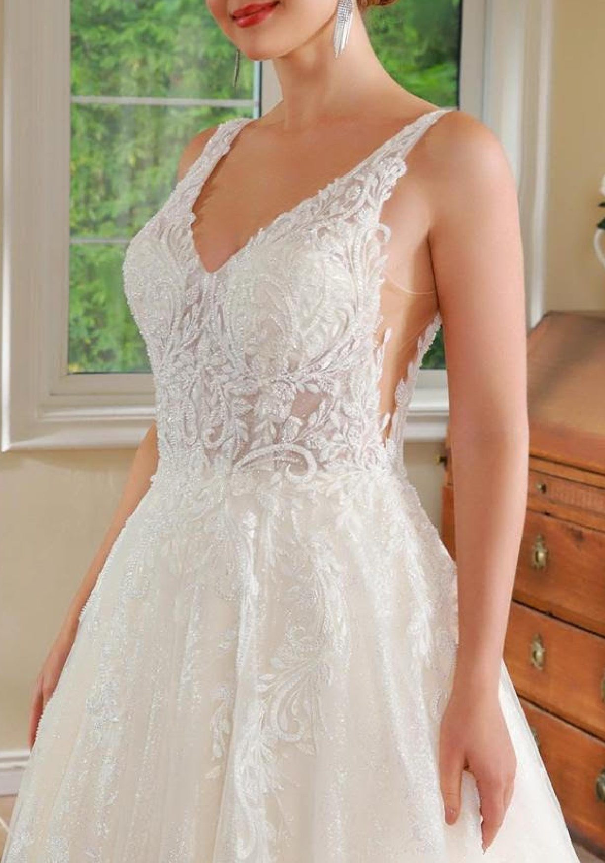 Vestido de novia sin mangas de encaje de tul 