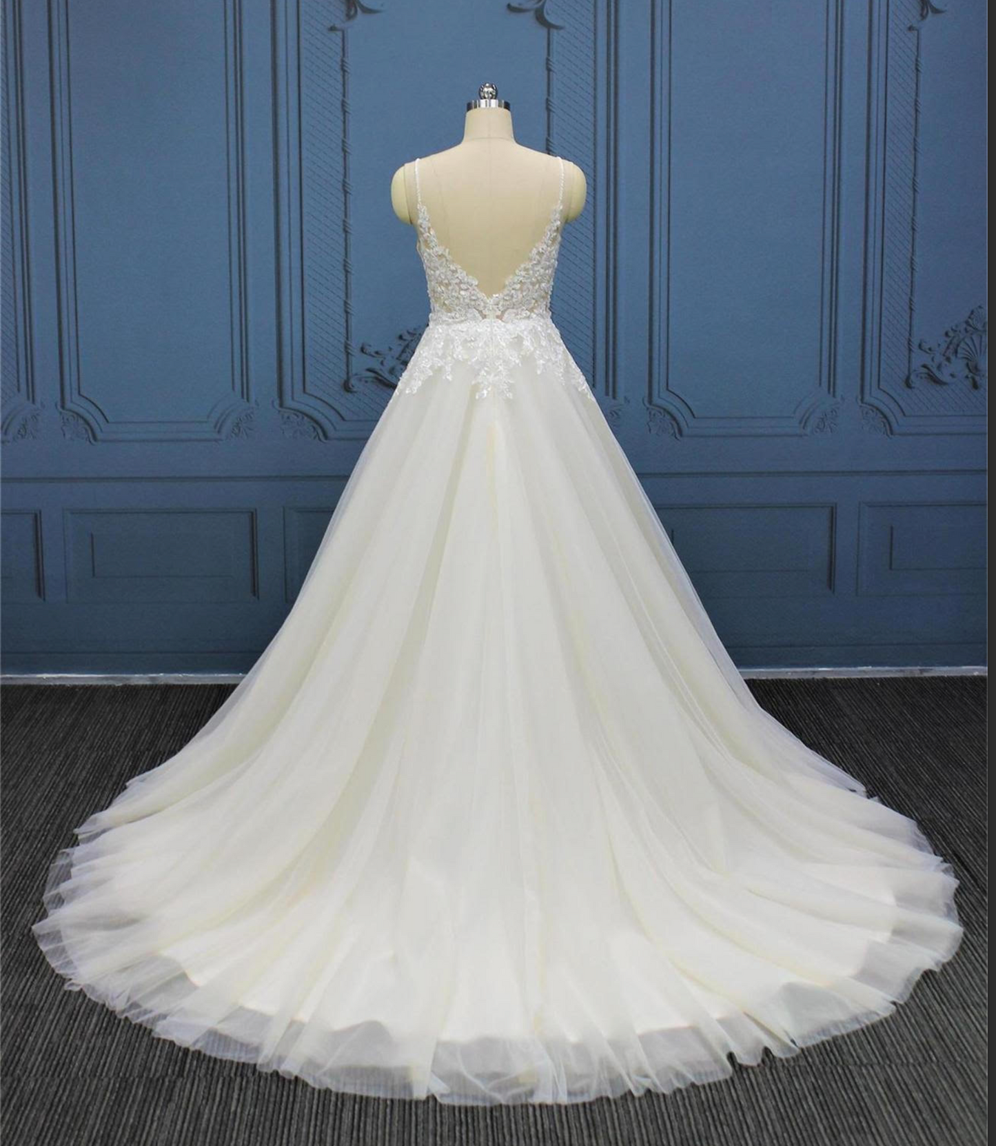 Vestido de novia de corte A con encaje y tul para fiesta en el jardín 