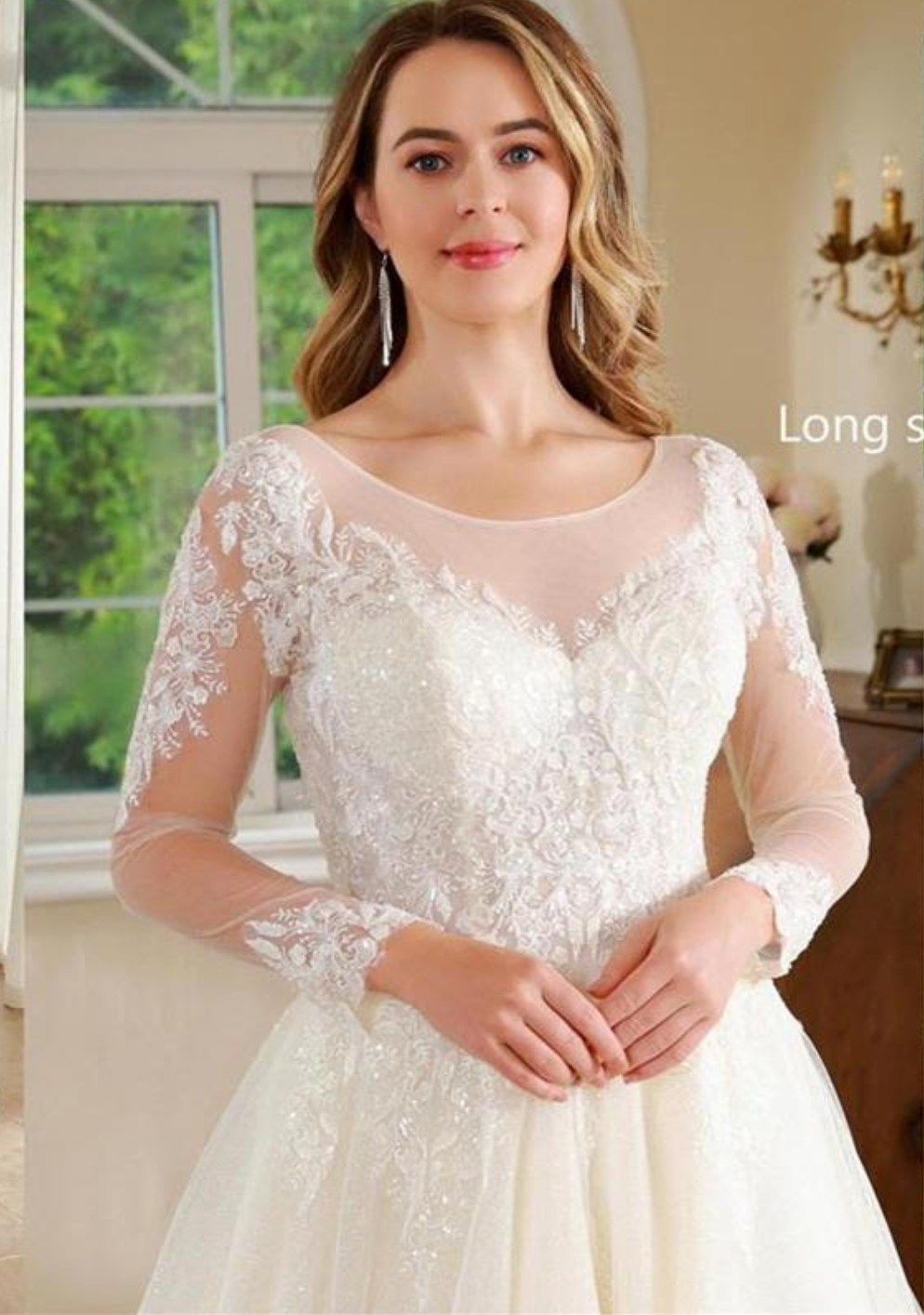 Vestido de novia de tul lujoso con encaje y corte A 