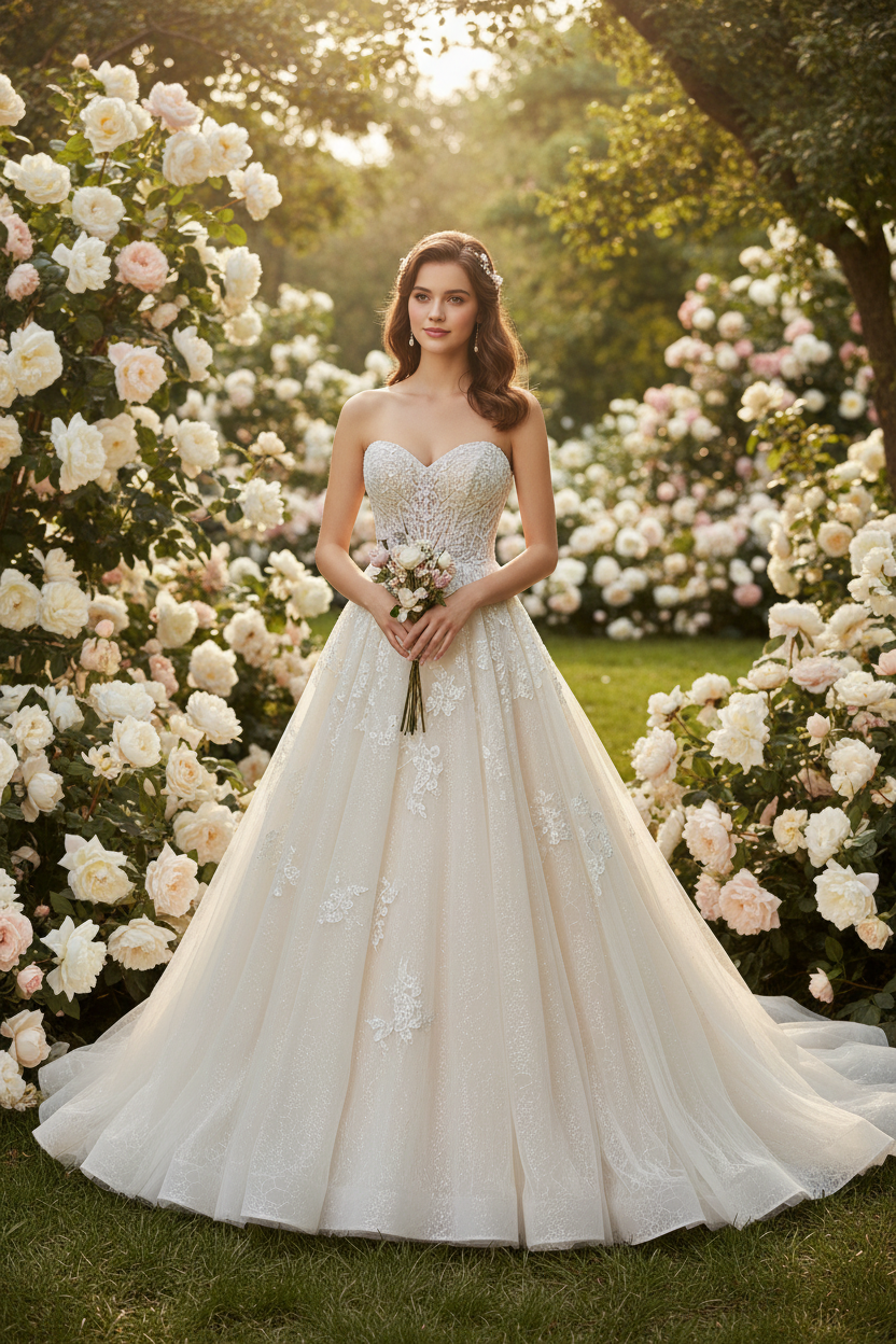 Vestido de novia de corte A sin mangas con escote en forma de corazón y cuentas