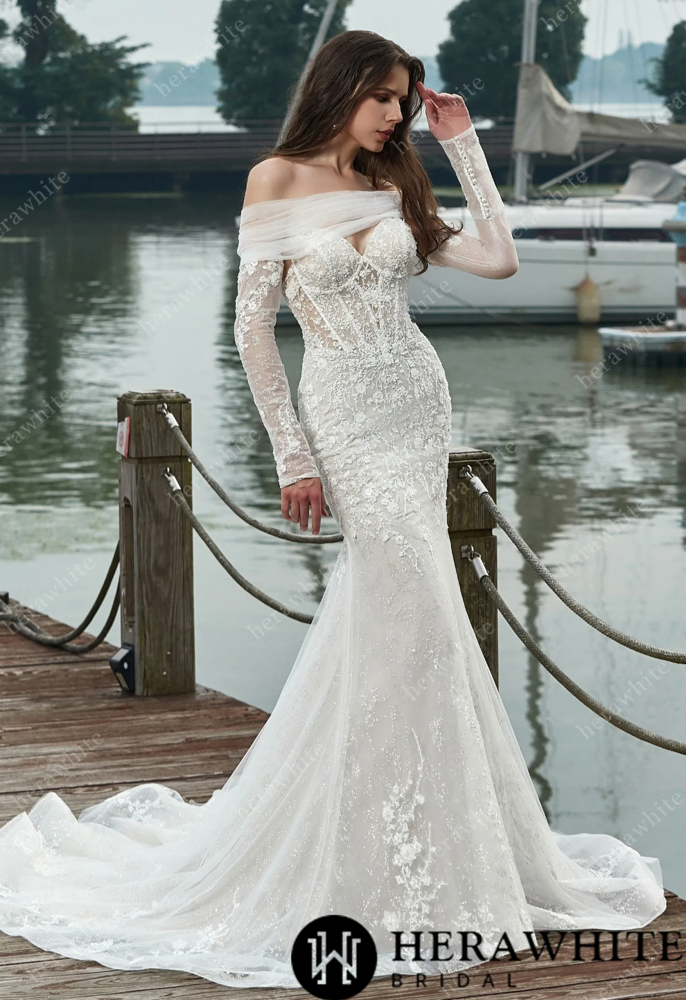 Wedding Dress Sequin Lace and Long Sleeve Corset Bodice Tulle Lux Bridal Company Wedding Dress Sequin Lace and Long Sleeve Corset Bodice Tulle Lux Bridal Company