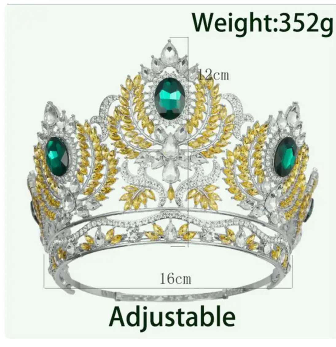 Pageant Tiara European Crystal Round Crown Hair Accessory,  This stunning pageant crown is perfect for making your beauty queen entrance.