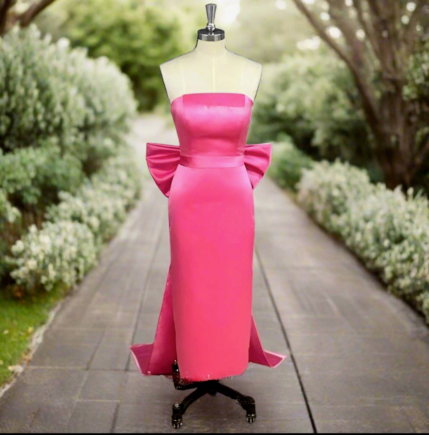 Tea Length Wedding Dress Satin Mermaid Bridal Sleeveless Gown