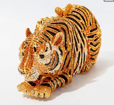 Crystal Tiger Clutch Minaudiere Novelty Evening Party Purse
