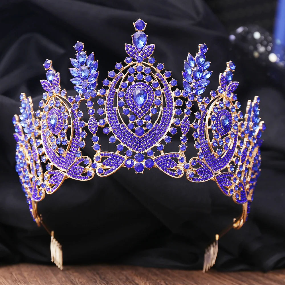 Pageant Party Tiara Regal Full Crystal Crown Hair Accessory, Unleash your inner royalty with our opulent crystal tiara crown, 