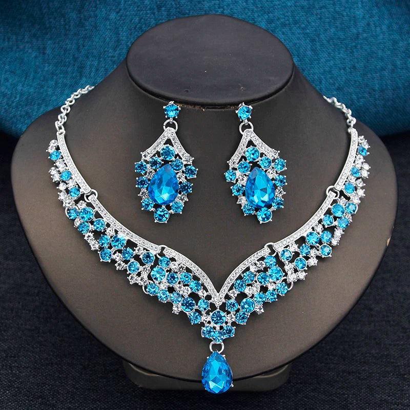 Crystal Jewelry Set Choker Necklace Earrings Fashion Accessories, Enhance your look with our exquisite 2pcs Rhinestone Crystal Choker Necklace Earring Set