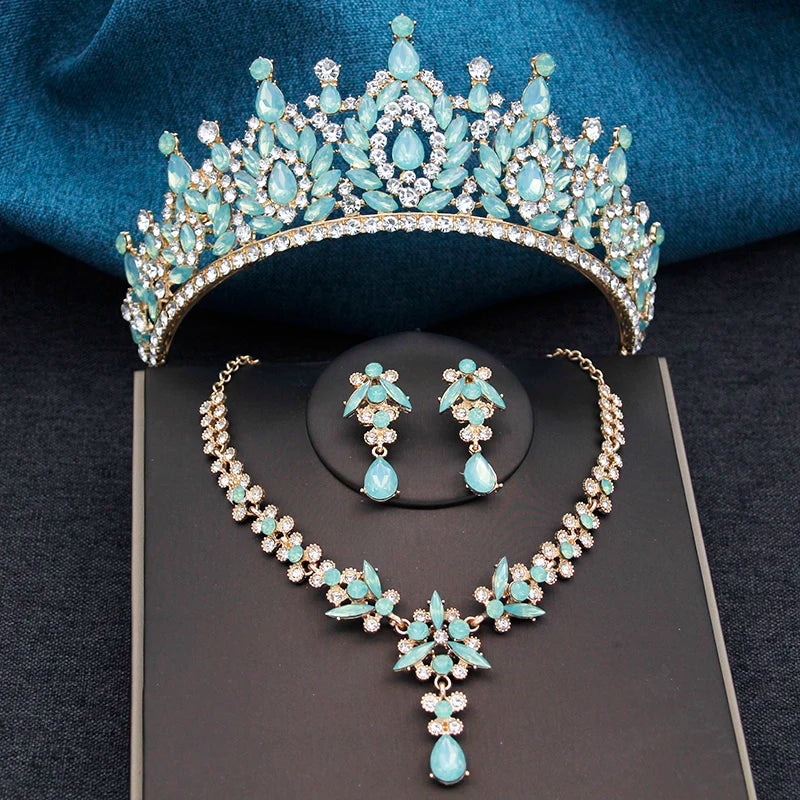 Wedding Jewelry Set Crystal Tiaras Earrings Necklace for Women, Indulge in pure luxury with our Crystal Bridal Crown Jewelry Set. This set includes 