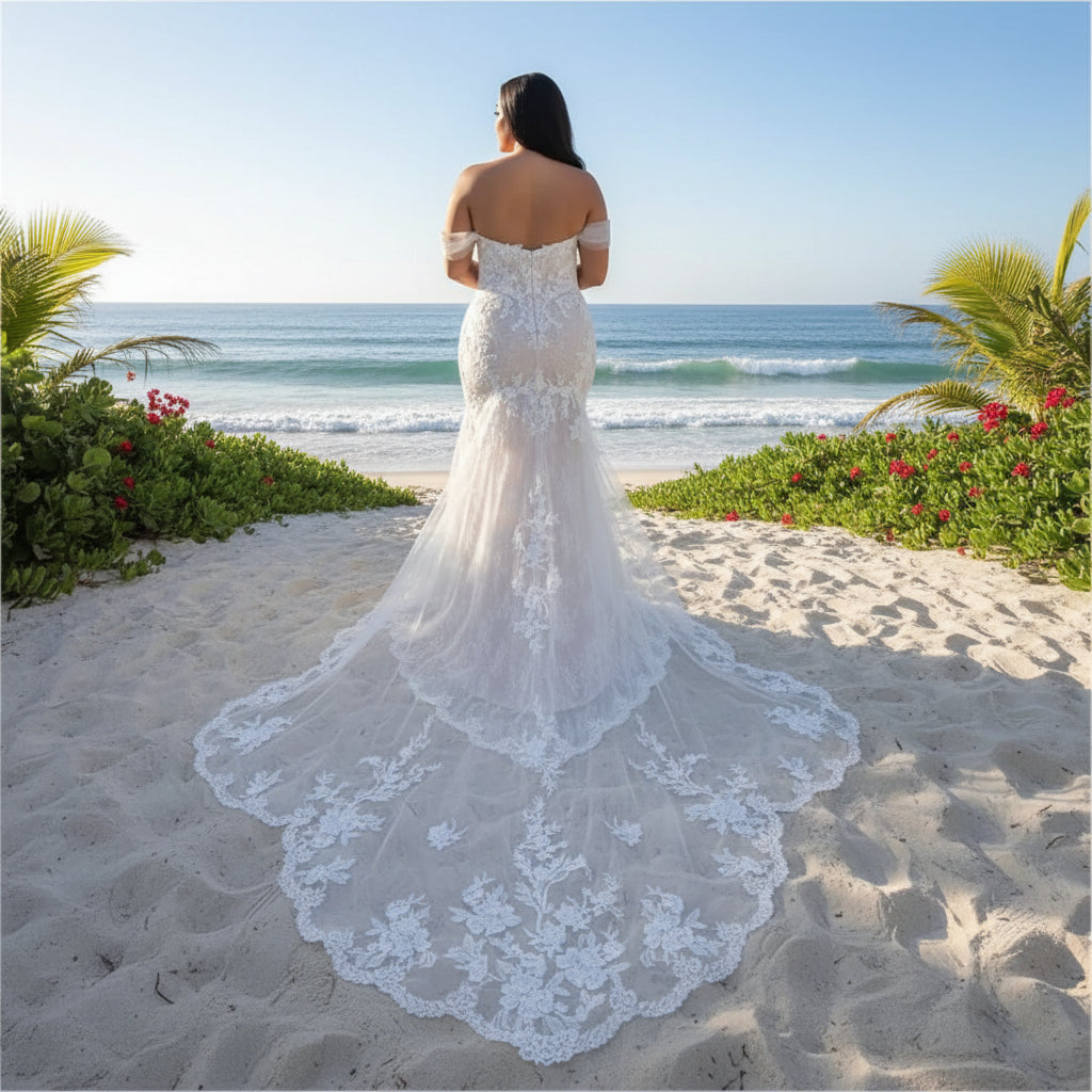 Plus Size Sweetheart Mermaid Wedding Dress Lace  Bridal Gown
