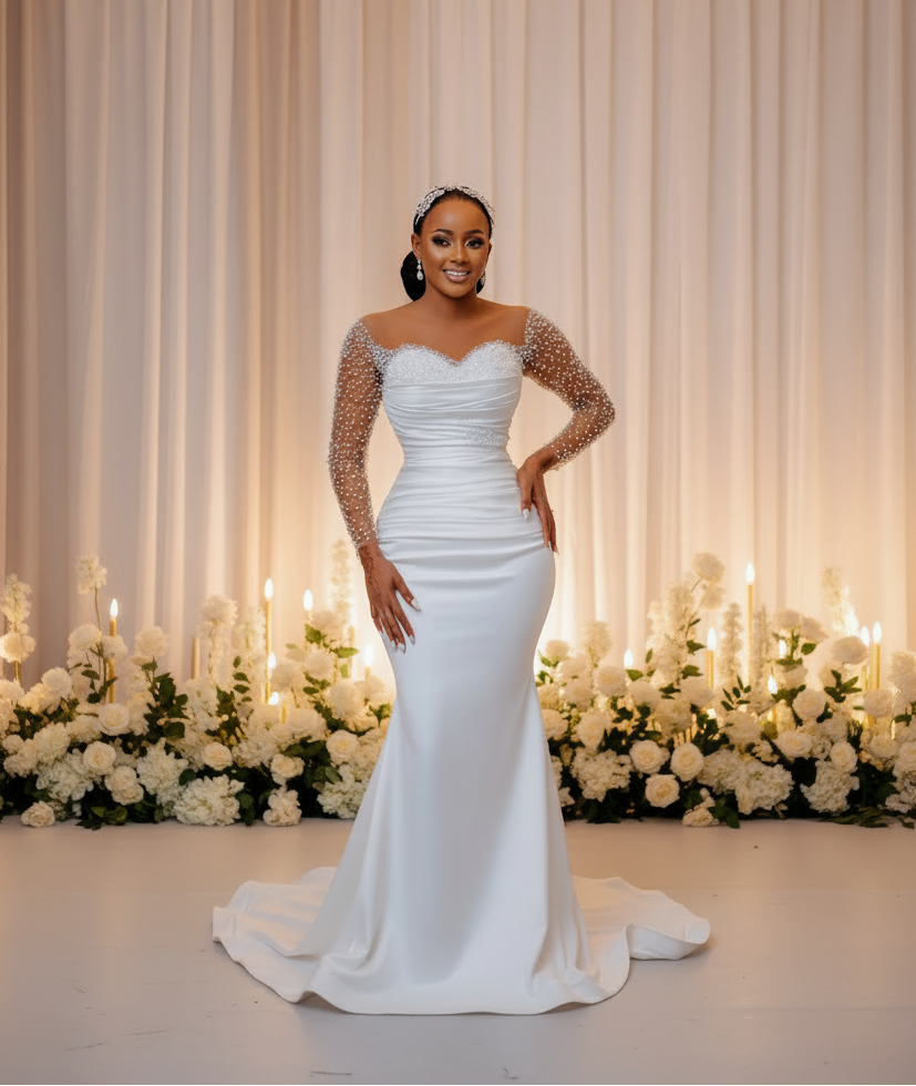 Mermaid Plus Size Wedding Dress Sweep Train Bridal Gown