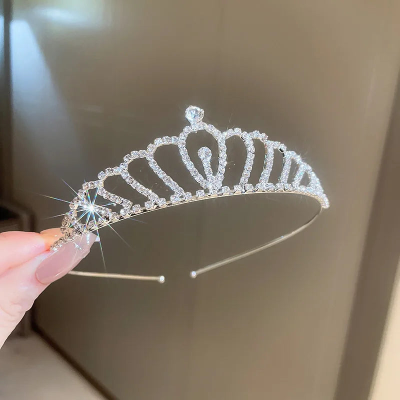 Girls Tiara Rhinestone Crystal Small Crown Princess Hair Accessory, Delicate tiara crowns designed for birthdays, celebrations, pageants,