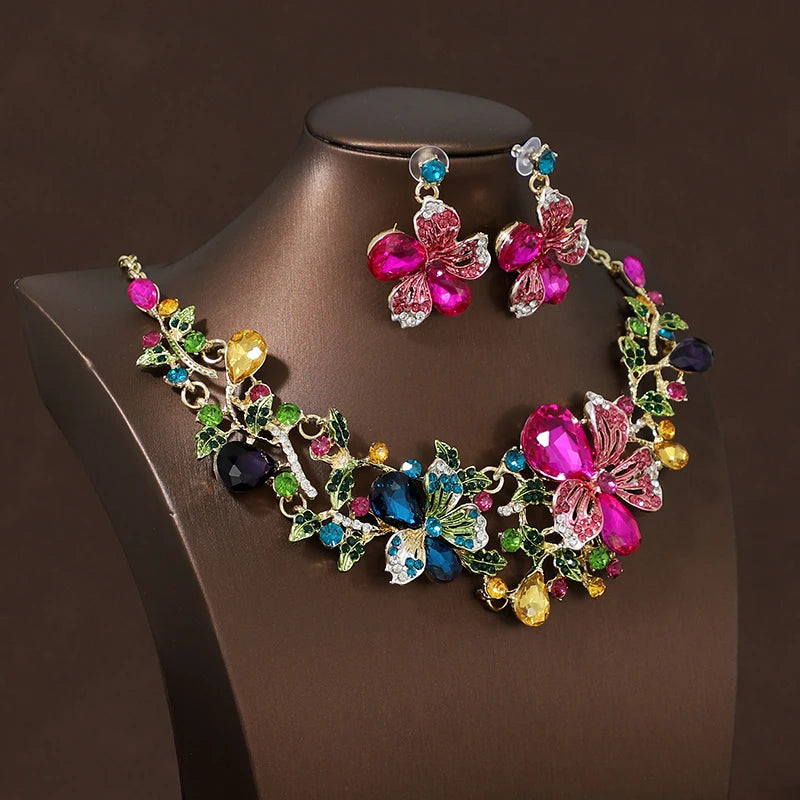 Jewelry Set 3 Piece Necklace Earrings Crystal Party Attire Accessories, Elevate your look with the Decorative Dreamlike Dazzling Ladies Necklace Earrings 