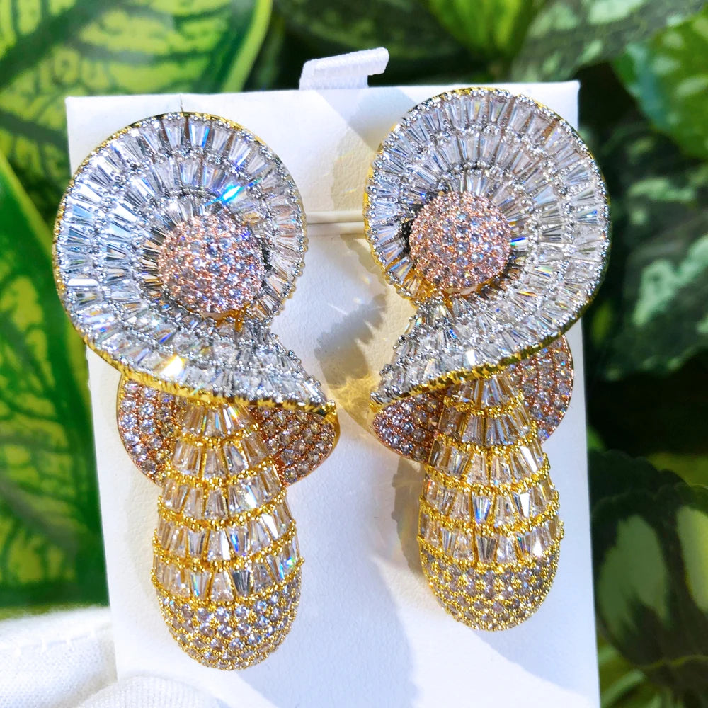 Cubic Zirconia Wedding Earrings Crystal Bridal Jewelry, Elevate your style with our Luxury Shiny Drop Pendant Earrings for Women