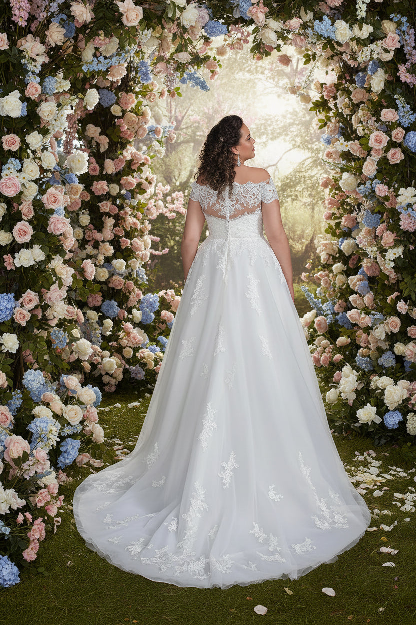 Plus Size Wedding Dress Tulle Lace Bridal A Line Gown