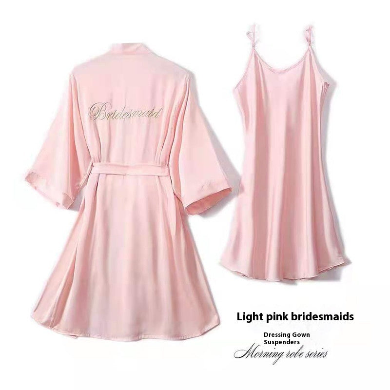 Wedding Morning Bridesmaid Girlfriend Nightgown Two Pieces