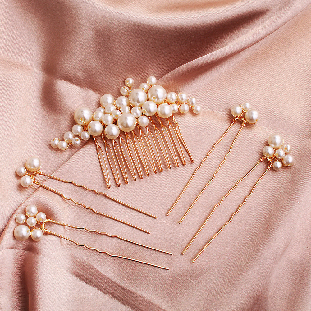 Handmade Pearl U-Shaped Bridal Hair Pin Set